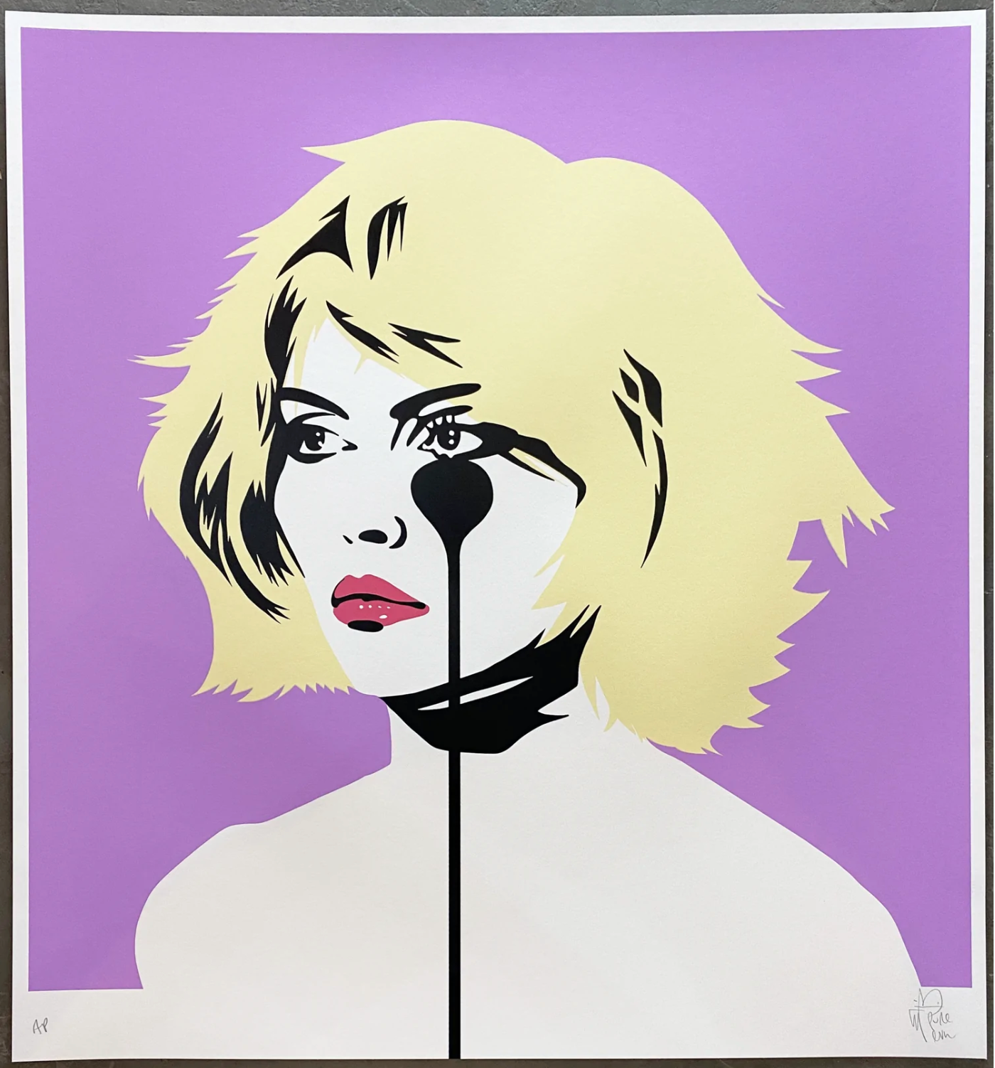 Blondie Heart of Glass Lilac print by Pure Evil.  Debbie Harry Four Colour Screen print. Blondie Print