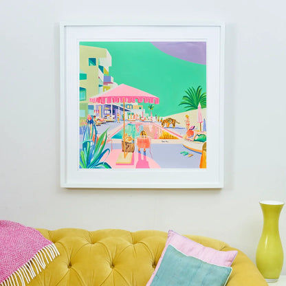 'Wishing Well' Giclee on Lightfast 300gsm white Minuet paper by Ruth Mulvie. Pastel tropical Print. Edition of 25.